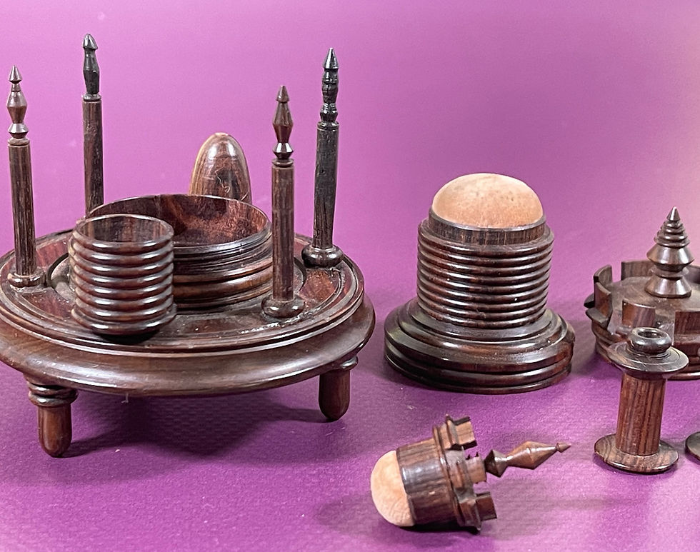 Thumbnail: antique treen castle sewing companion for sale opus antiques uk