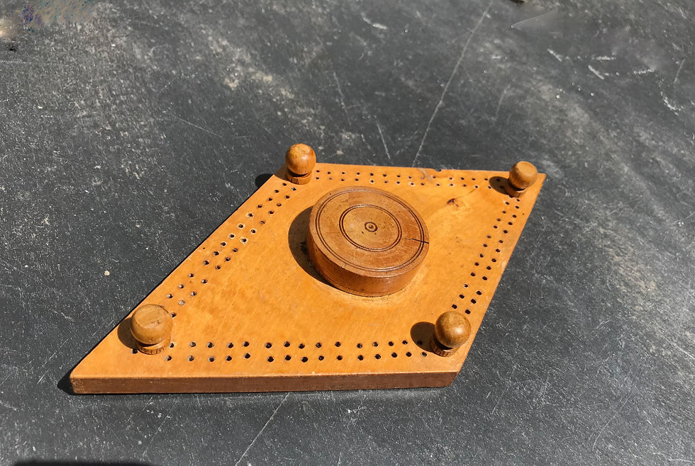 Thumbnail: Antique Tunbridge Ware Cribbage Board