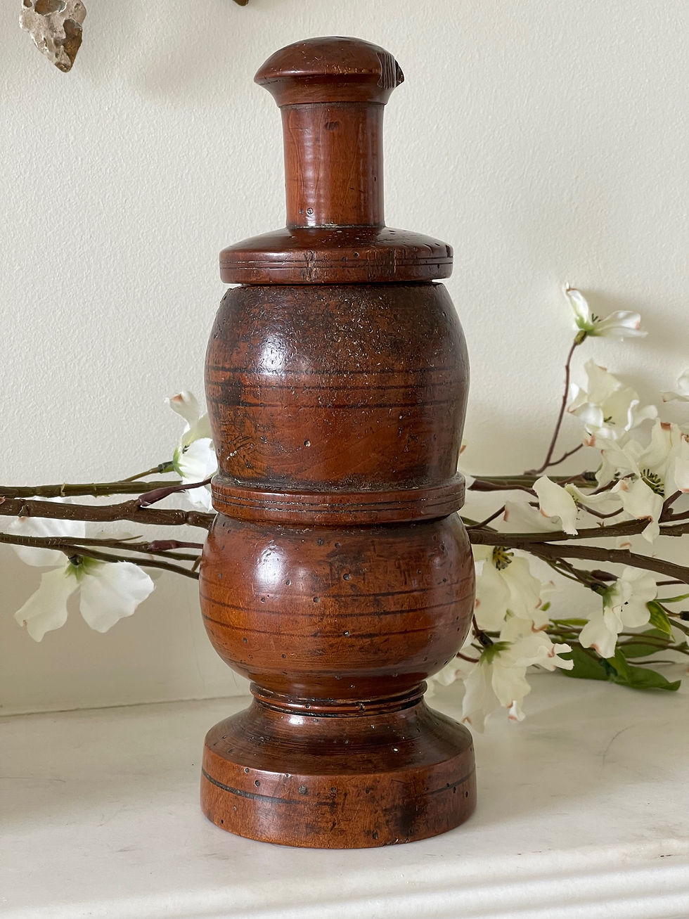 antique treen Charles II spice mortar grinder for sale opus antiques