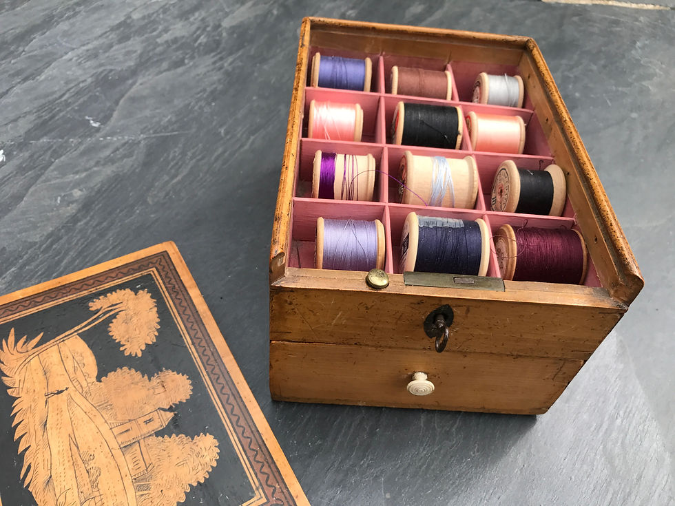Antique Whitewood Sewing/Cotton Reel Box