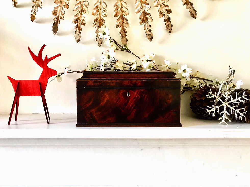 Thumbnail: Antique Georgian Tea Chest - with fitted metal canisters inside