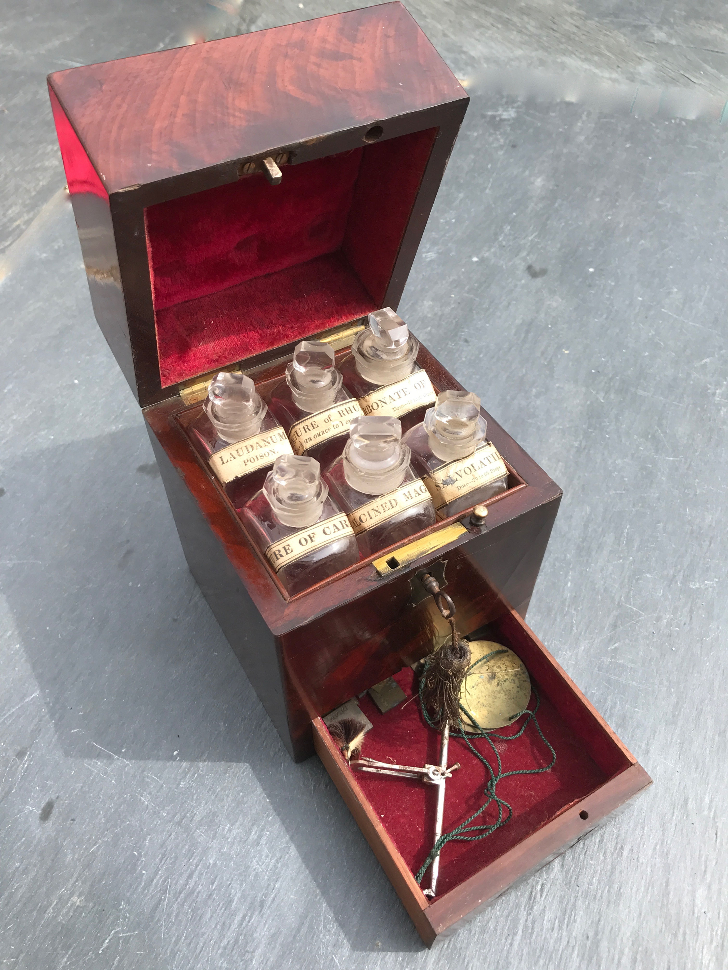 A Small Georgian Apothecary Box - original bottles