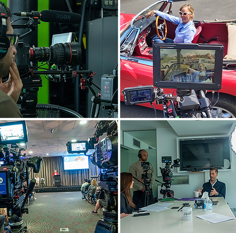AA Video Production crews filming corporate projects across four different locations