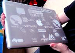 Aluminum. Laser Engrave. Computer.