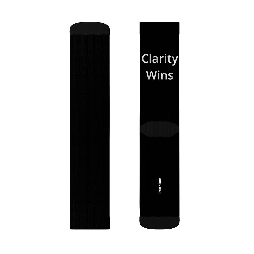 Thumbnail: Clarity Wins Black Sublimation Socks | Crew Socks | Minimalist Performance Socks