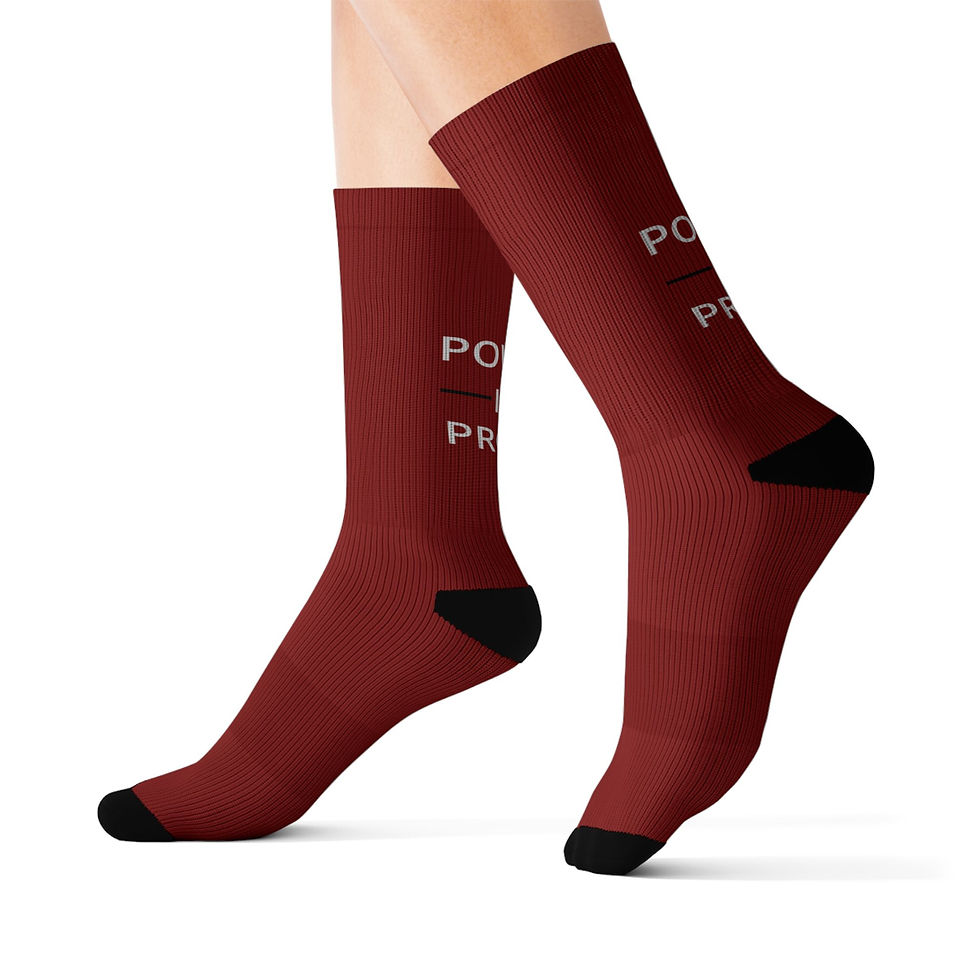 Thumbnail: Power In Proof Red Sublimation Socks | Athletic Crew Socks | Performance Socks