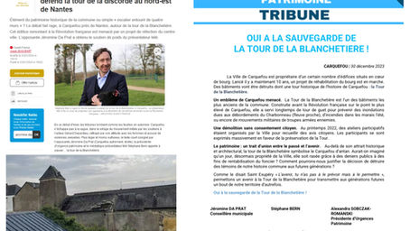 Carquefou : Urgences Patrimoine co-signe une Tribune avec Stéphane Bern