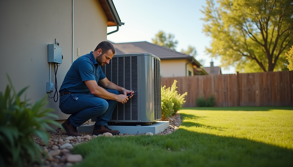 Technician performing AC maintenance on outdoor unit in Utah