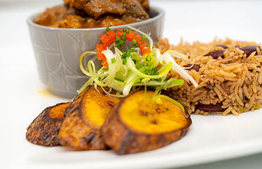 close-up-shot-of-a-meal-with-rice-bean-banana