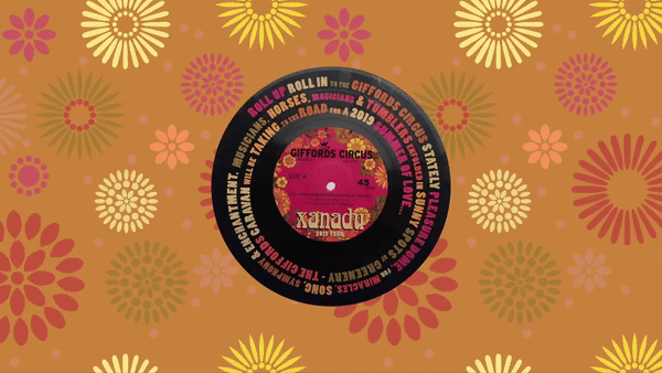 giffords, circus, animation, nostalgia, xanadu, 45rpm, record, sleeve