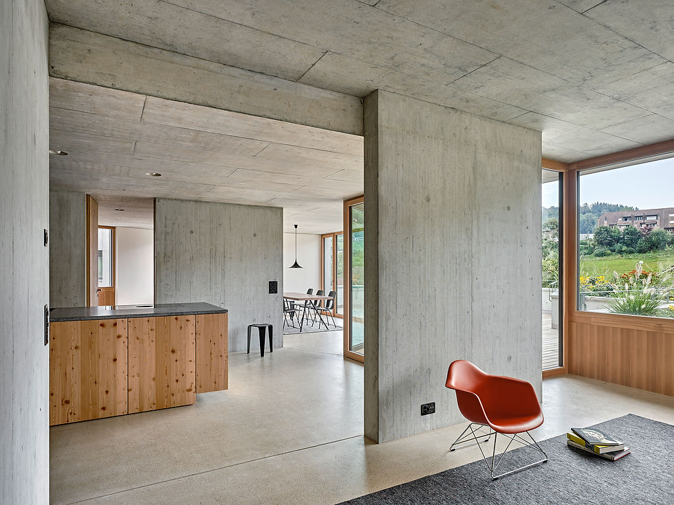 Terrassenhaus Sommerhalde Uerkheim Wohnzimmer Diethelm & Spillmann