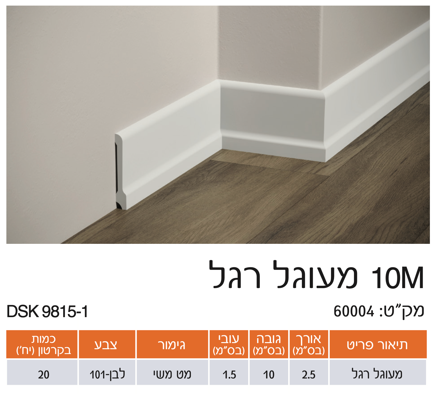 פנל פולימרי 10M מעוגל רגל