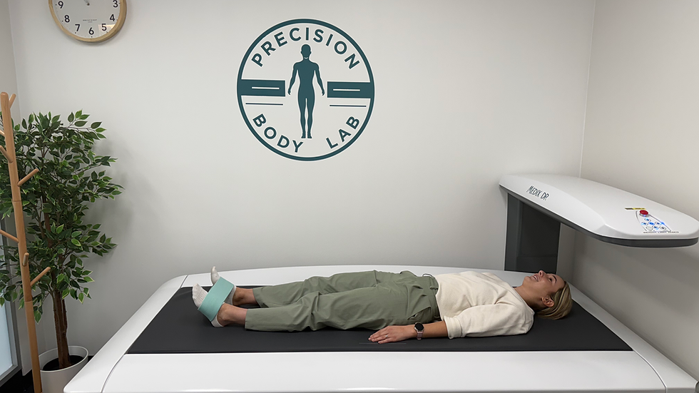 Eye-level view of a DEXA scan machine in a clinical setting