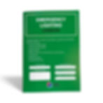 Green A4 book cover with white text "Emergency Lighting"
