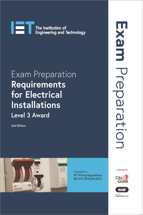 Blue front cover for Exam Success 2382 and EAL . Picture of anmain switch on distrubution board