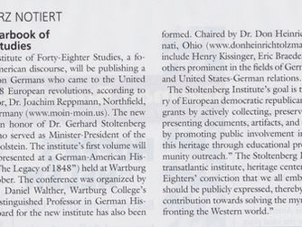 Quote about Stoltenberg Institute for Forty-eighter Studies from German Life magazine