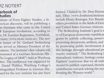 Quote about Stoltenberg Institute for Forty-eighter Studies from German Life magazine