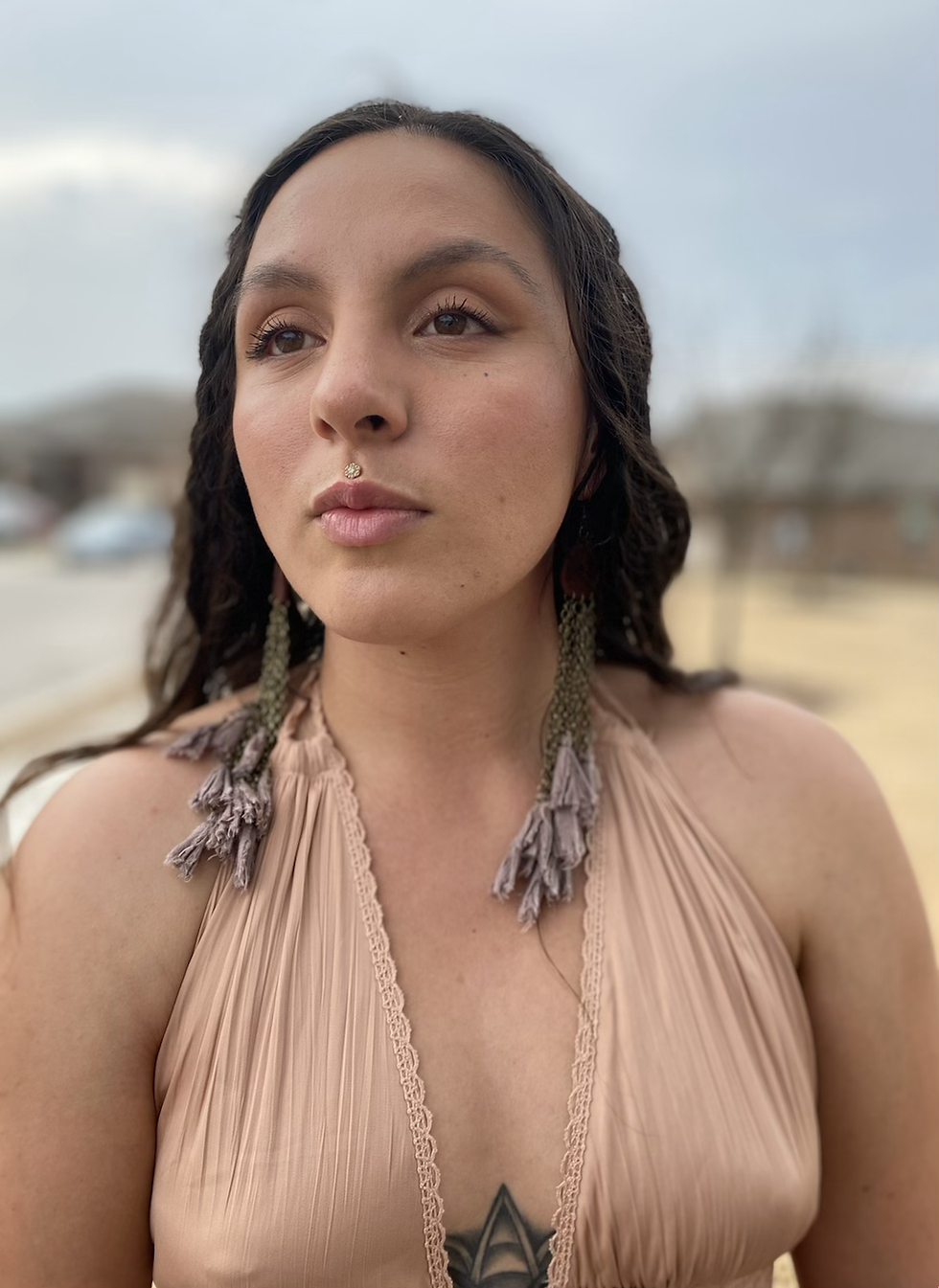 Thumbnail: Long Dangle Tassel Earrings