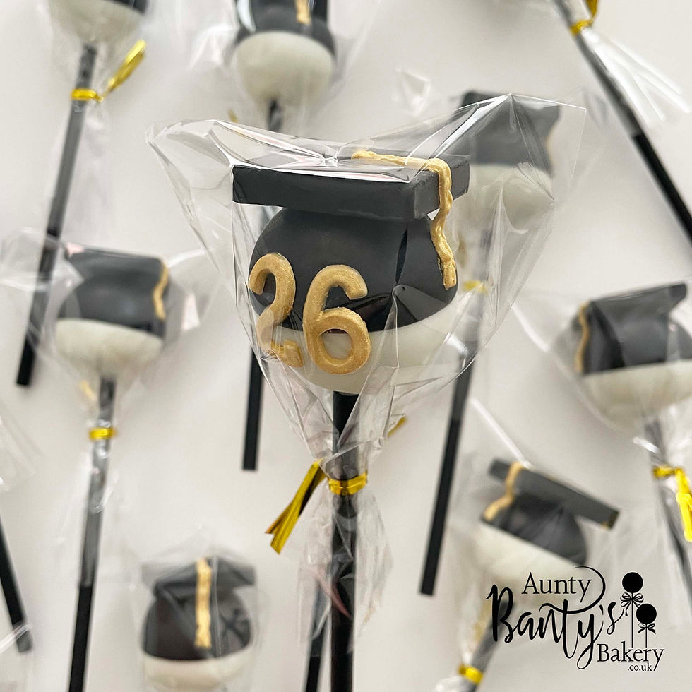 Thumbnail: Individually wrapped Graduation cap cake pop, available for nationwide delivery.