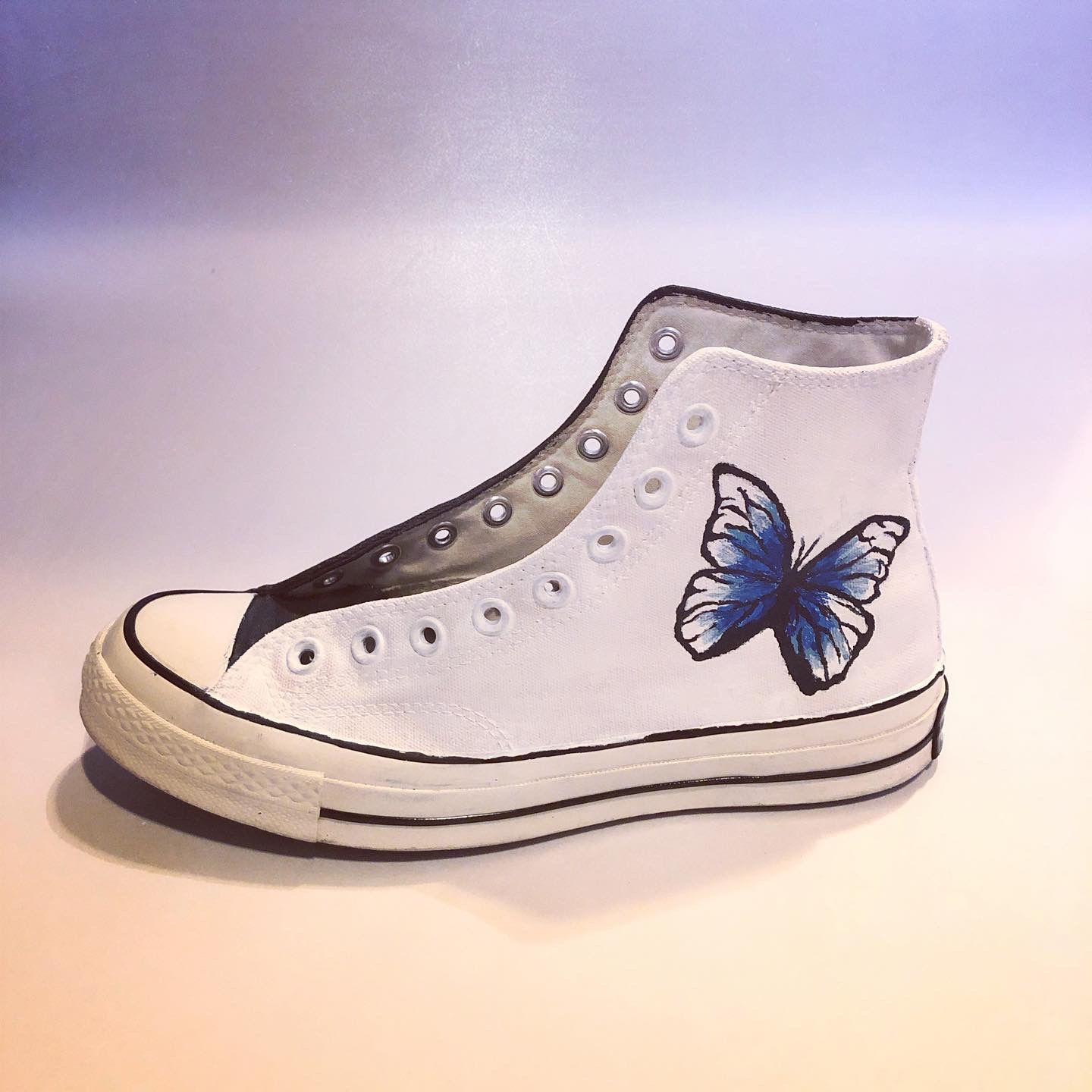 Converse Chuck 70 High - Black and White with Butterfly Design