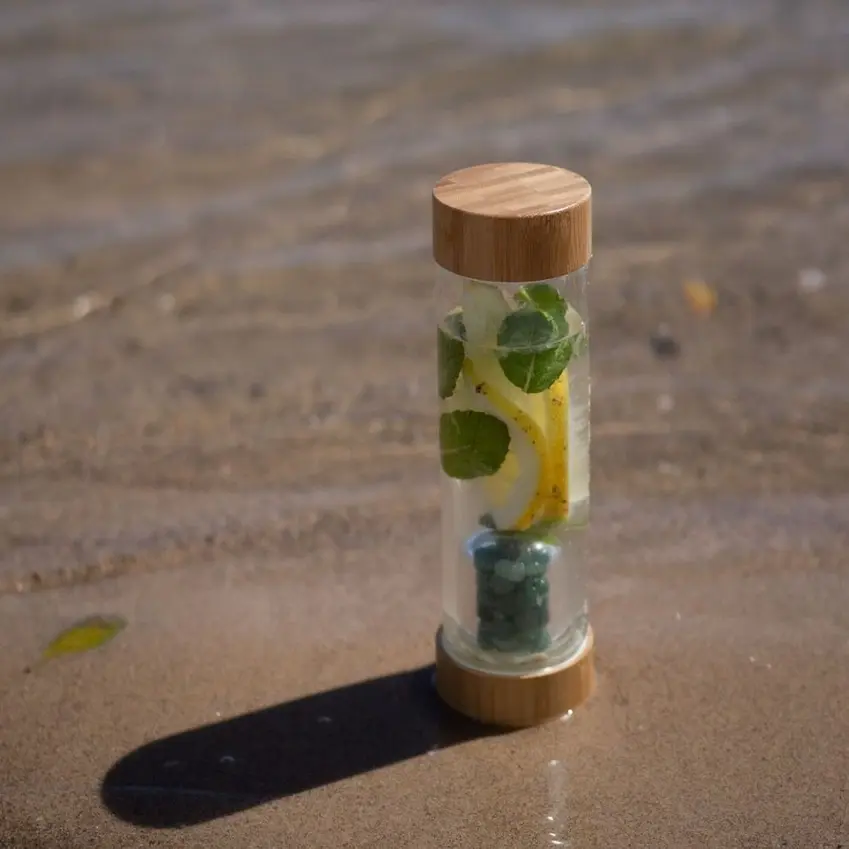 Thumbnail: Bamboo Lid Glass with Gemstone Pod