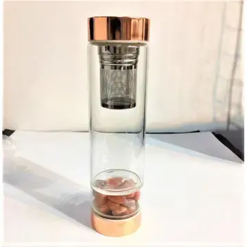 Thumbnail: Rose Gold Lids Crystal Base + Tea Infuser
