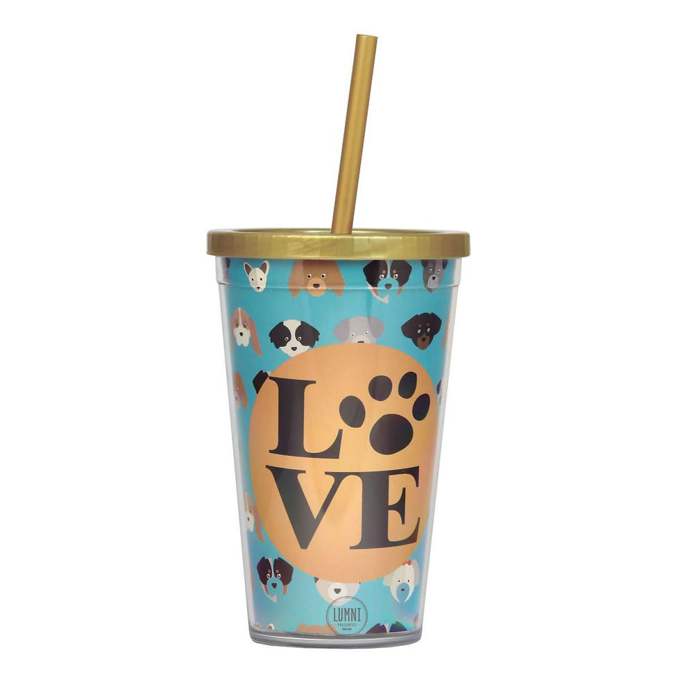 Copo Canudo 500ml - Pet Love Dog - Lumni