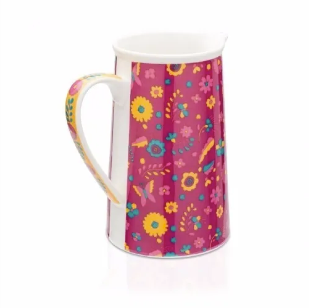 Jarra Mexicana Porcelana Floral Ludi - Lado 1