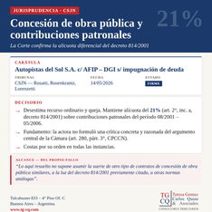 CSJN: Concesión de obra pública y contribuciones patronales