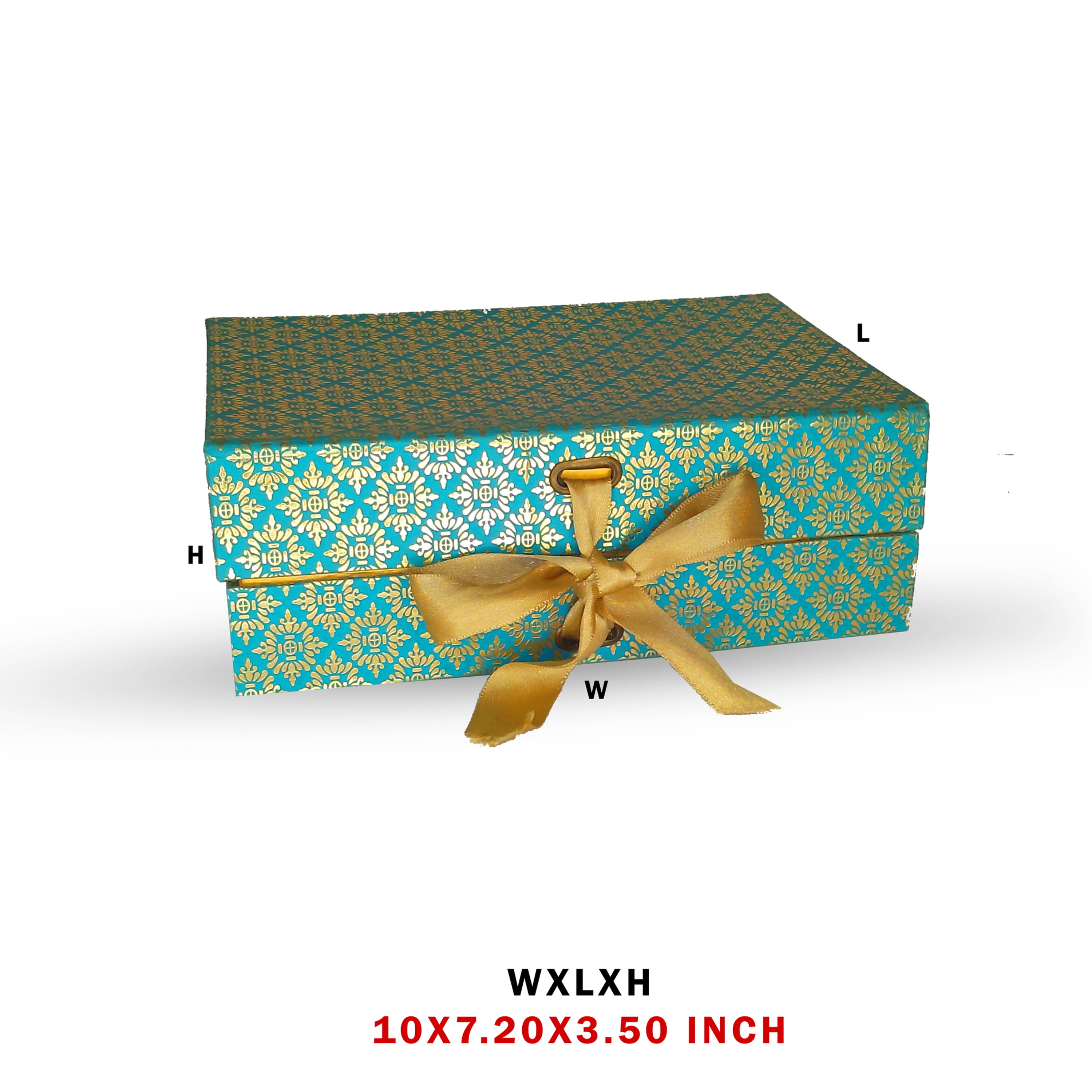 10 X 7.2 X 3.50 SKY BULE GOLDEN FOIL RIBBON GIFT BOX