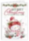 Christmas Card - "Merry Christmas & Happy New Year" with a smiling snowman in pastels