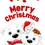Thumbnail: Christmas Card Front -  "Merry Christmas" with a cuddly trio of polar bears wearing Santa hats and scarves