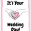 Thumbnail: Wedding Card Front - "It's Your Wedding Day!" simple line-art design is accented by soft grey and pink shapes