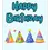 Thumbnail: Birthday Card - "Happy Birthday" with a row of four brightly coloured party hats