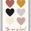 Thumbnail: Artwork Print - "You are so loved" with a light cream canvas with 6 pastel coloured hearts