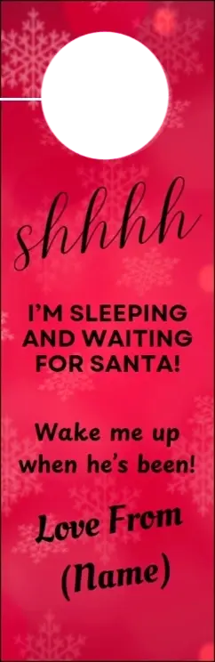 Thumbnail: Door Hanger Back - Personalise the name, deep red with a hint of snow in the background and message for Santa