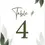 Thumbnail: Wedding Table Number 4 Set07 -  eucalyptus leaves in olive and sage hues, emblazoned with elegant “Table #4