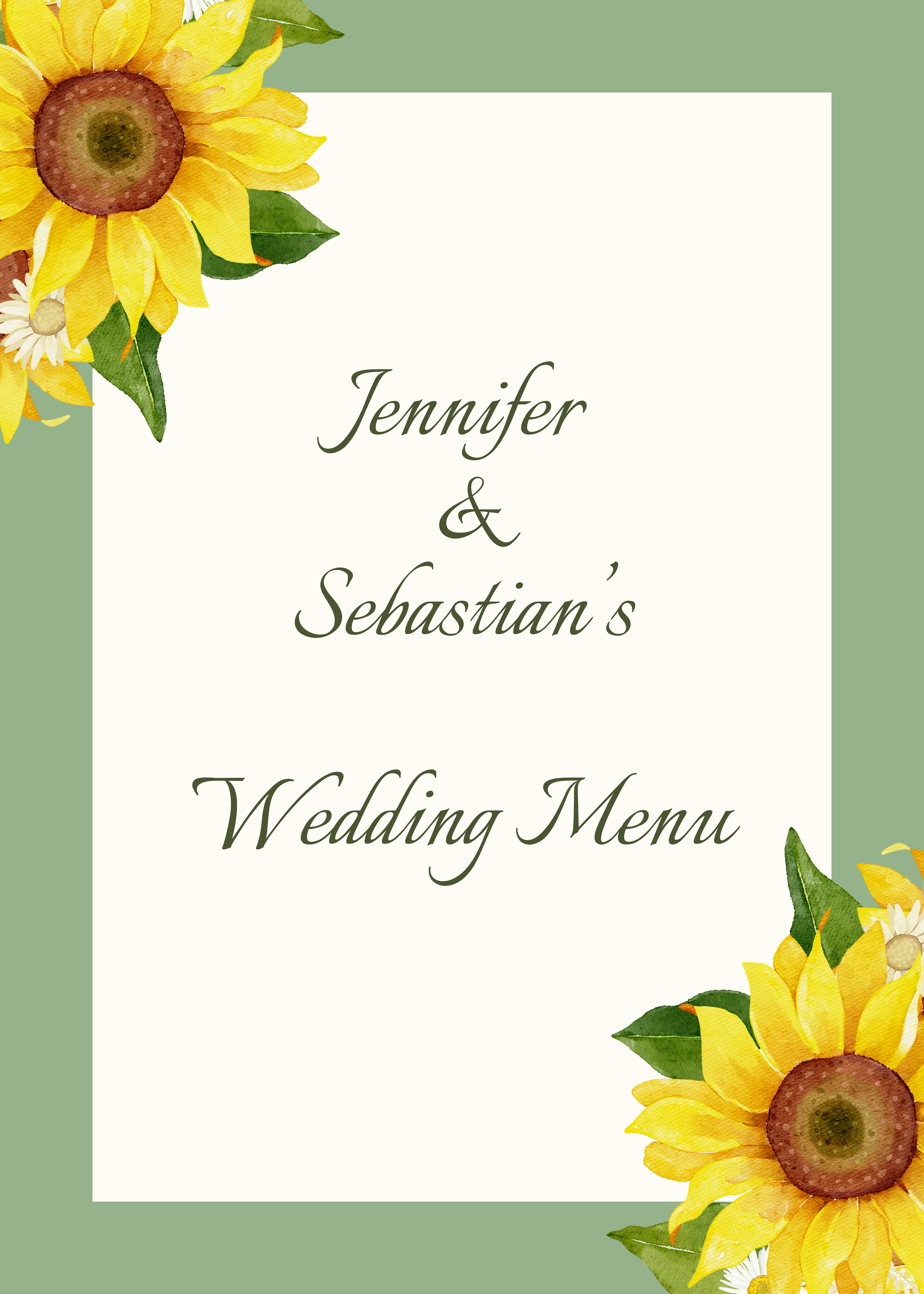 Menu Card Set08 Front - features the bride and grooms names and card title