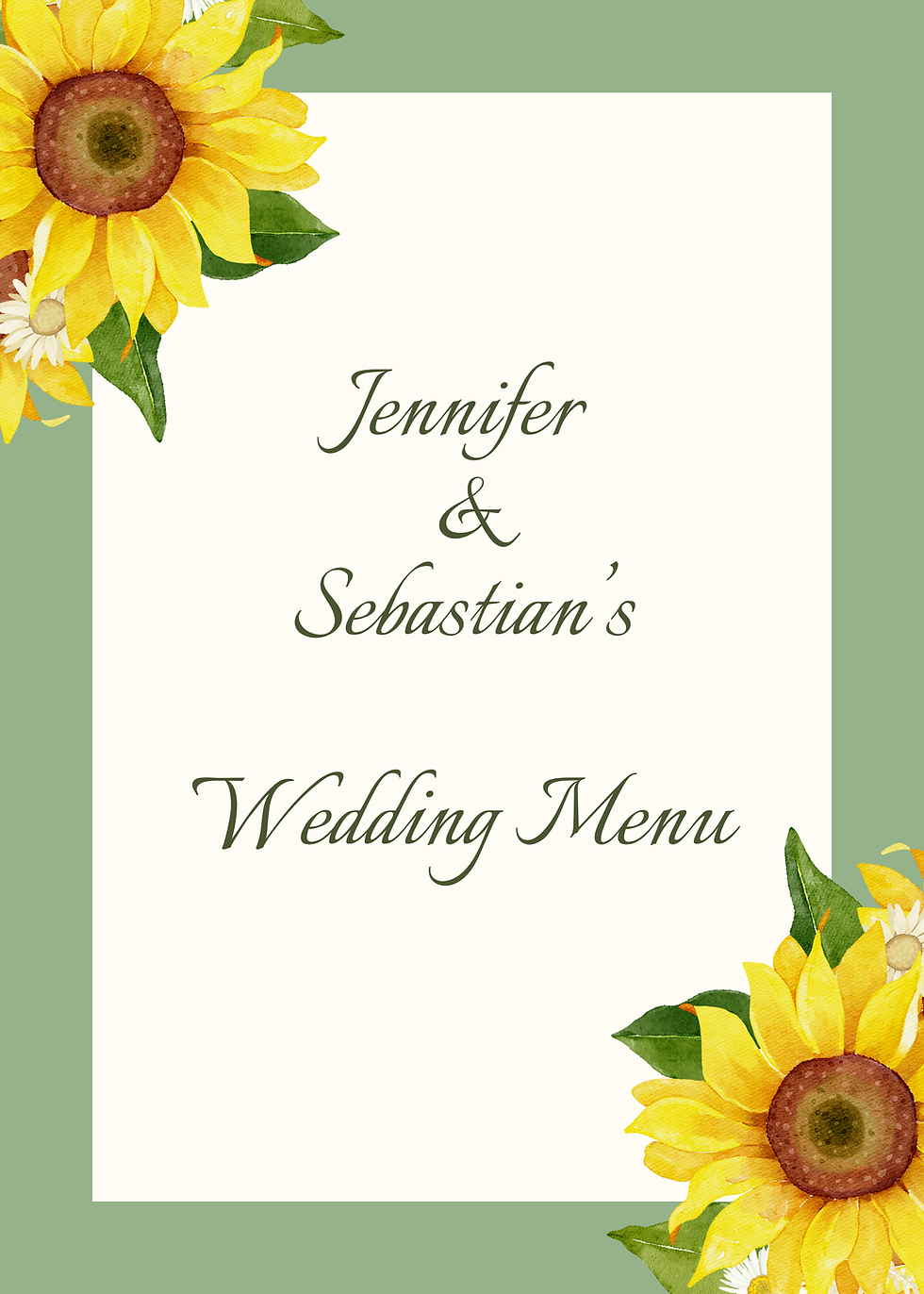 Menu Card Set08 Front - features the bride and grooms names and card title