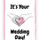 Thumbnail: Wedding Card - "It's Your Wedding Day!" simple line-art design is accented by soft grey and pink shapes