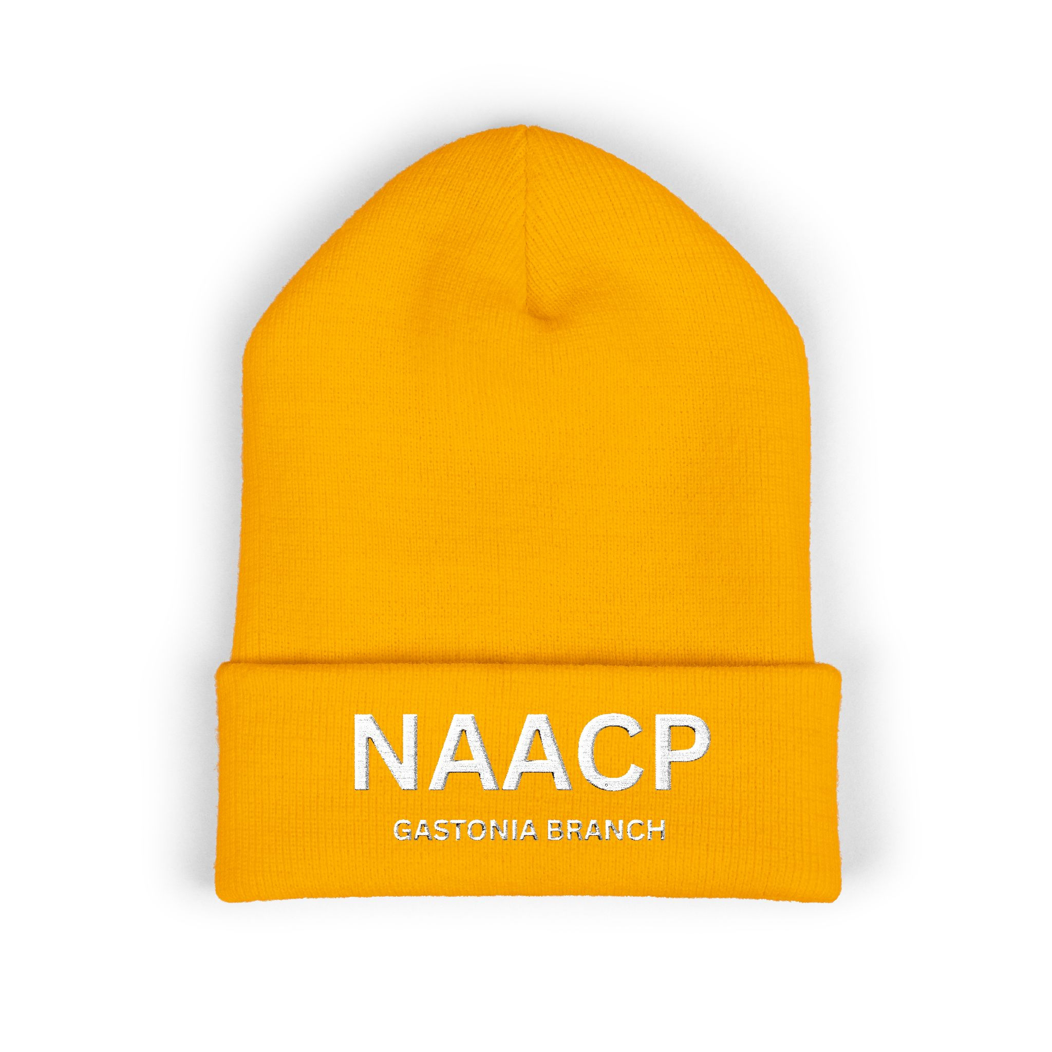 NAACP Cuffed Beanie - Yellow Embroidered Hat for Social Justice
