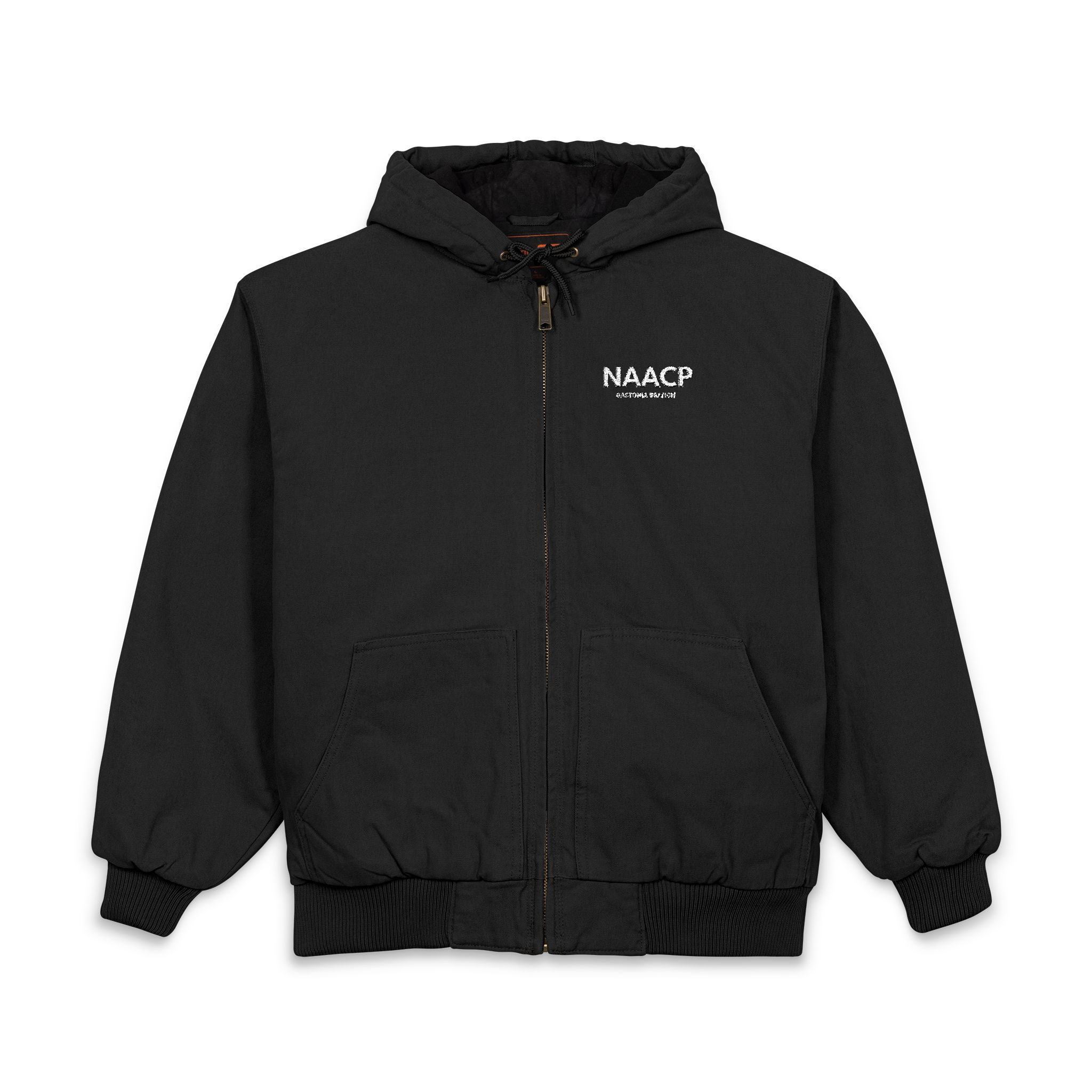 NAACP Embroidered Hooded Work Jacket – Heavy-Duty Duck Cloth Zip Hoodie