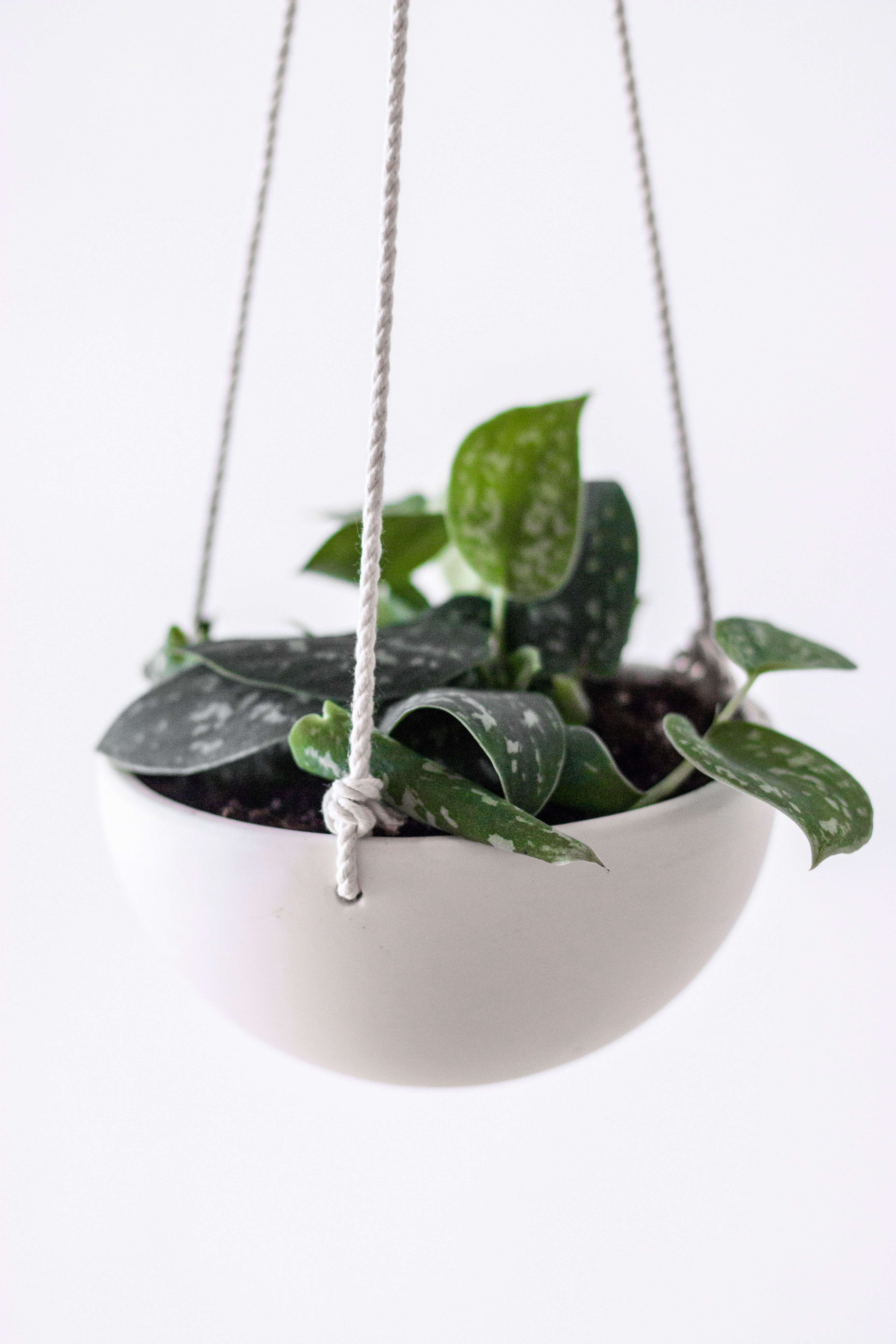 Small Handmade Ceramic Hanging Planter White Porcelain