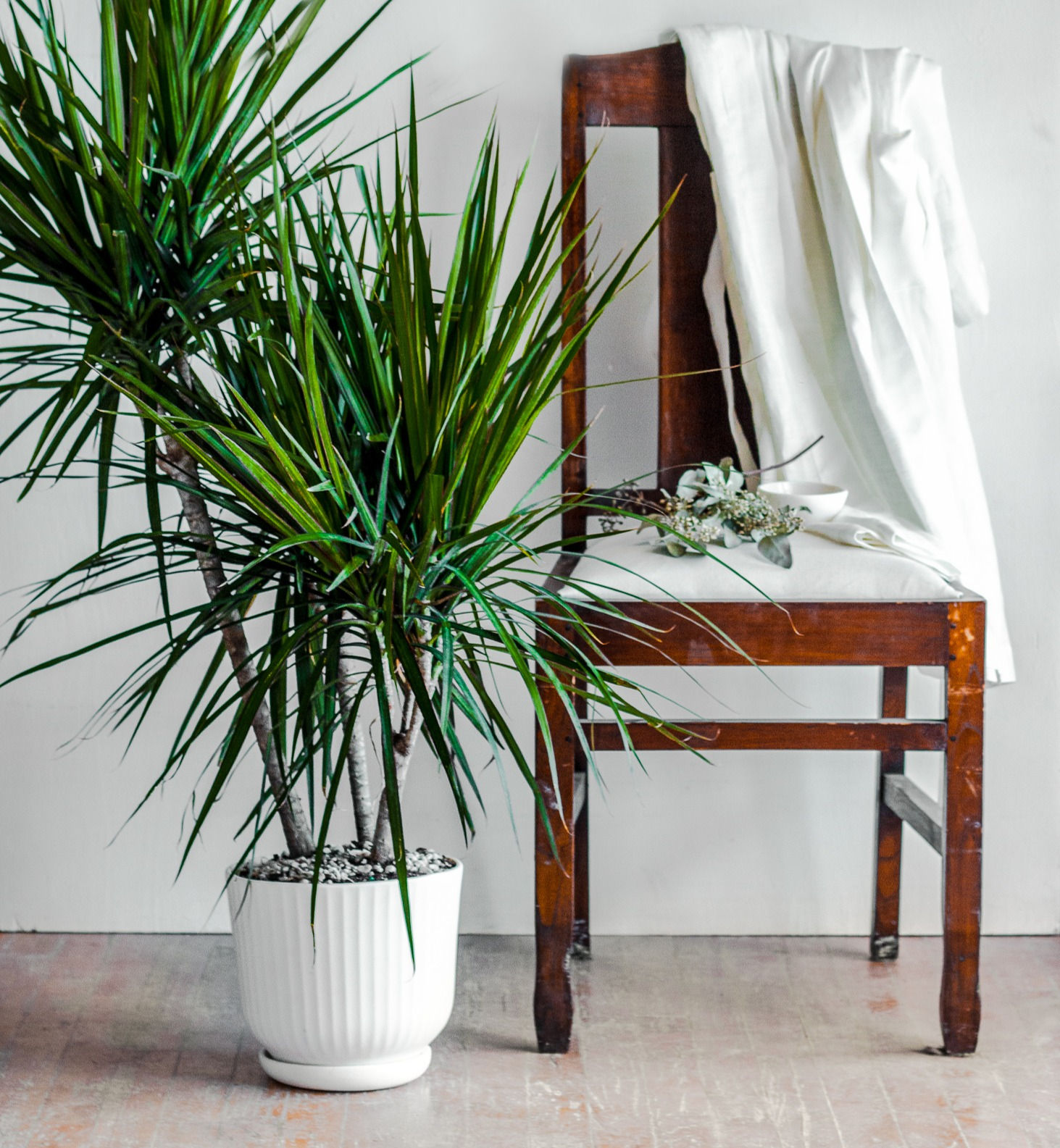 Handmade Ceramic Large White Ribbed Planter