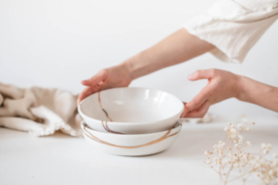 Gold River Ceramic Porcelain Pasta Bowl