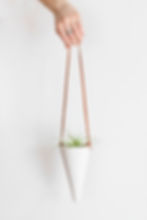 Thumbnail: Small Tapered White Ceramic Hanging Vine Planter or Airplant Holder