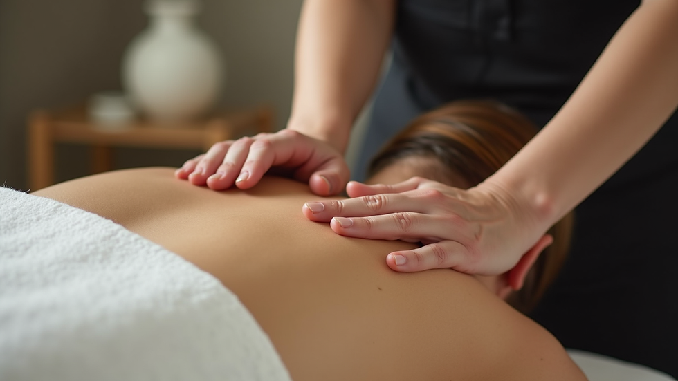 Close-up view of a massage therapist applying deep tissue massage