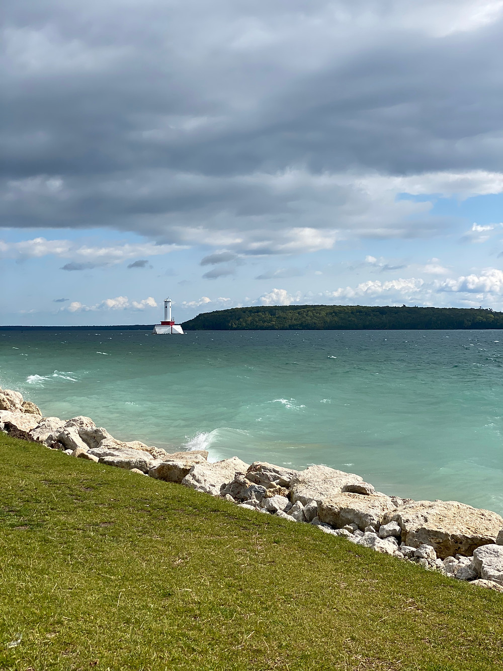 Teal water of Mackinac Island.