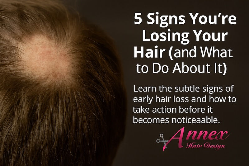 Balding crown of a man's head showing early signs of hair loss – Annex Hair Design Edmonton