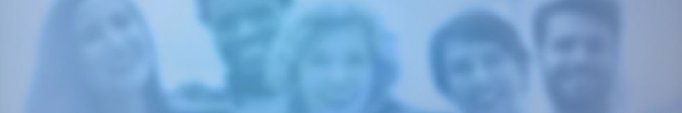 banner com imagens desfocadas de rostos felizes